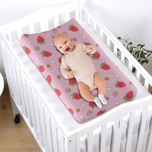 Strawberry Changing Pad Cover for Baby Soft Baby Diaper Change Table Pad Covers Washable Changing Pads Liners for All