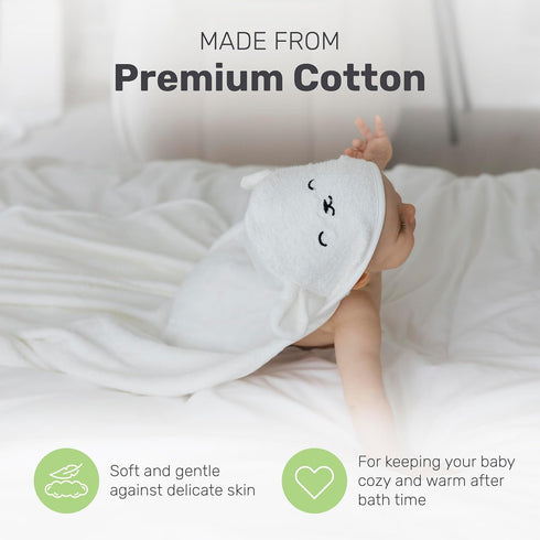 Snuggle Hooded Bamboo Baby Towel, Ultra-Soft Bamboo Viscose for Warmth and Quick Drying, Functional Bath-Time
