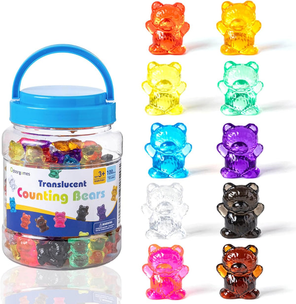 100 Pcs Translucent Counting Bears - 10 Colors - Kindergarten Classroom &