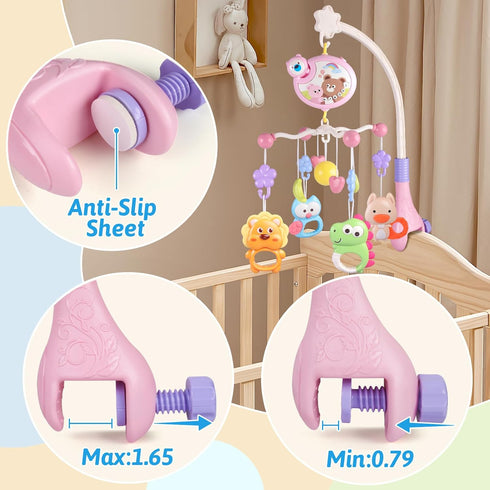 RSEPD Pack Crib Mobile with Music and Lights, Baby Mobiles for Cribs, Nursery Musical Mobile for Bassinets Toys Hanging