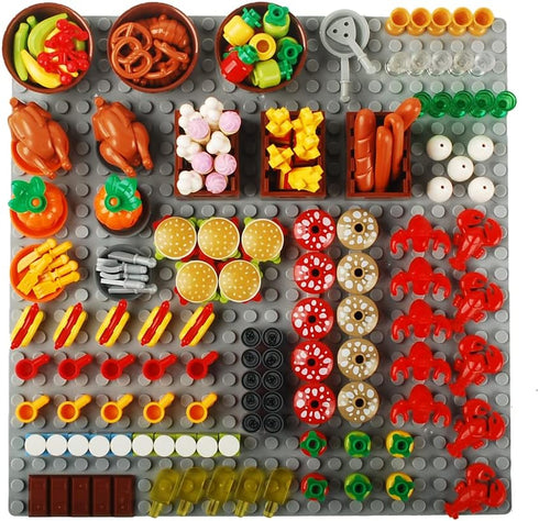 180pcs Food Building Blocks Kitchen Accessories Set, DIY Building Set Compatible with All Major Brands (#B)