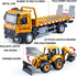 Tow Truck Toy Metal Cab with Flatbed, Friction Powered Transport Trailers with Lights and Siren Sounds
