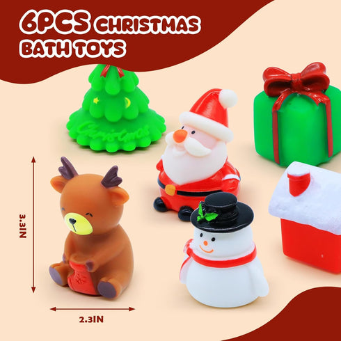 1-3: 6 Packs Set Christmas Bath Toys for Toddlers Light-Up Floating Baby Toddler Kids Bath Toys for Boys & Girls