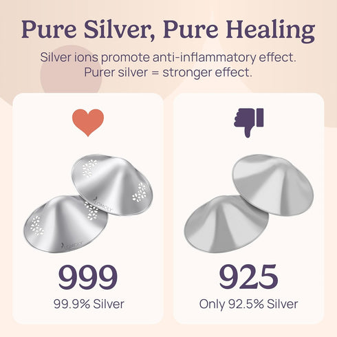 999 1.8x0.6) Silver Nipple Covers Breastfeeding: Pure Silver Nipple Shield | Silver Nursing Cups w/Breast Shields