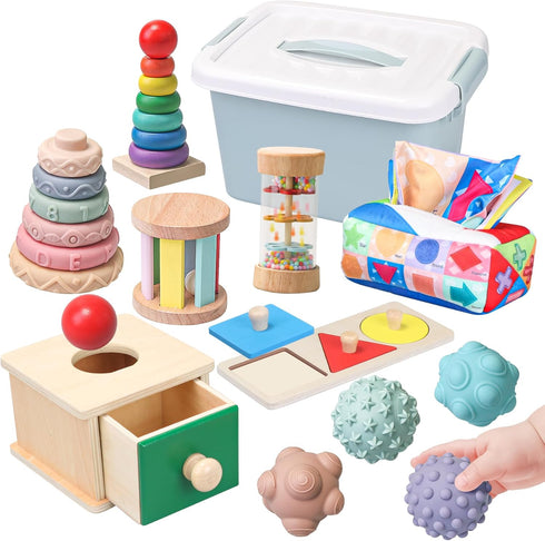 6-12 Months,1 Old,8 1 Set 12-18 Montessori Toys for Babies Year in Learning Educational Wooden Sensory Toys for Baby