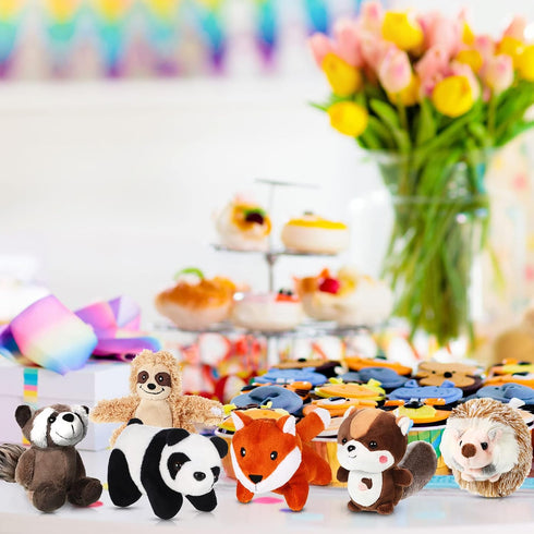 6 Pieces Jungle Animal Plush Toys Set, Forest Stuffed Animals, Panda, Raccoon, Sloth, Squirrel, Fox, Hedgehog