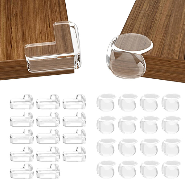30 Pack Clear Baby Corner Protectors, L-Shaped & Spherical Furniture Edge Guards