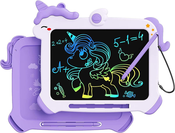 LCD Writing Tablet for Kids - Unicorn Colorful Screen Doodle Board, Educational Travel Gift for Girls 3-7