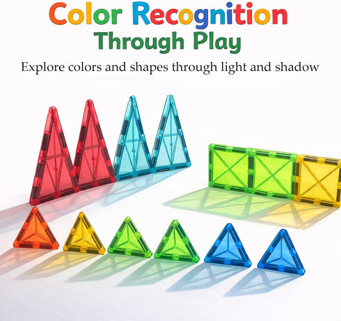 Set 2D 3D, 36 LATI Magnetic Tiles Starter for Kids,Beginner Magnetic Building Blocks for Early Learning, Build