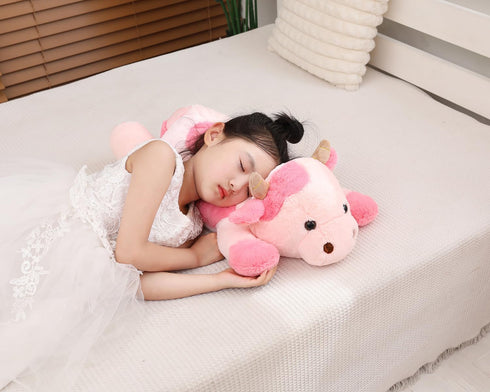 25.6 inch 5 lbs YESGIRL Cow Weighted Stuffed Animals, Large Weighted Plush Animal, Cute Plush Toy Pillow, Soft Kawaii