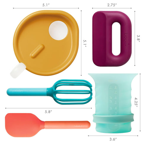 Set 5 3+ Boon Intro Toddler Food Prep - Kids' Kitchen Tools - Unique Toddler Kitchen Accessories Includes Spatula, Egg