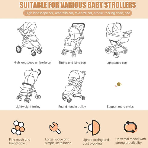 Portable Daisy Print Mosquito Net for Stroller, Baby Pram Netting Cover, Bug Net for Strollers, Bassinets, Cradles