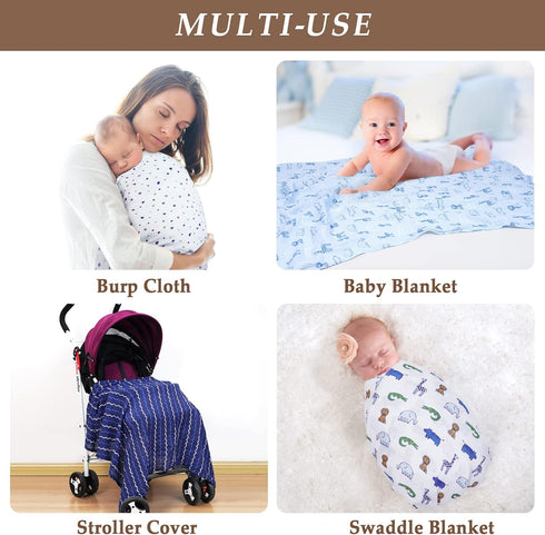 4 Pack 100% 47 47 inches, david's kids Baby Muslin Swaddle Blankets, Cotton and Ultra Soft Breathable Receiving Blanket