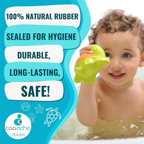 caaocho Mele The Sea Turtle Pure Natural Rubber Bath Toy - Hole Free, BPA Free for Infants