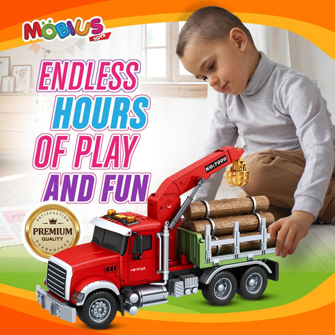 Playset 3-9 Timber Log Truck Toys for Boys - Logging Trucks for Toddlers - Friction-Powered Vehicle w/Lights & Sounds