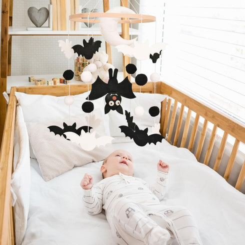 Bat Baby Mobile, Gothic Mobile for Crib, Halloween Crib Mobile for Boys and Girls, Gothic Nursery Mobile for Bassinet
