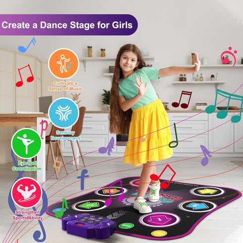 3-12 6-Button 5 3 4 5 6 7 8 9 10+ Flooyes Dance Mat Toys for Year Old Kids, Electronic Dance Pad with Light-up Wireless