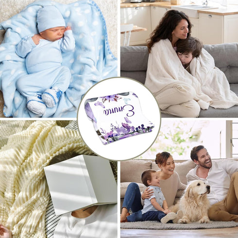 Snoweets Personalized Baby Blanket for Girls Kids Boys, Custom Elephant Blanket with Name for Daughter Niece Her