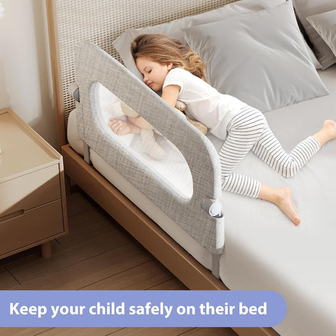 Baby Bed Rails Guard for Toddlers, 32" Adjustable Heights & Foldable Portable Bedrail for Queen, Full, King, Twin Beds