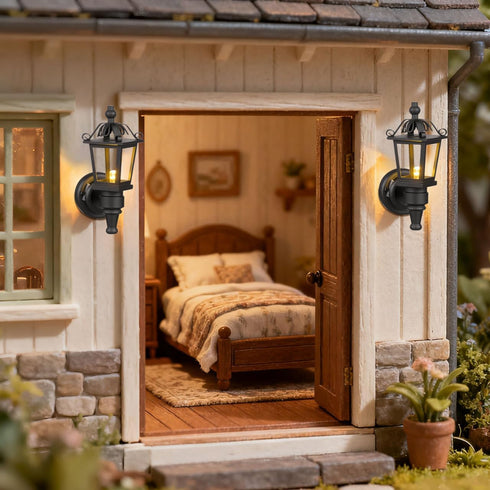 2pcs 1: 12 TOYANDONA Dollhouse LED Wall Sconces Scale Wall Lamp Simulation Miniature Furnitures for DIY Dollhouse