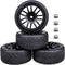 12mm Hex Preglued Wheels Tires Set, 1/10 On Road RC Car Compatible with Tamiya TT02 TT01 Traxxas 4tec 2.0 3.0 Touring