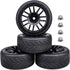 12mm Hex Preglued Wheels Tires Set, 1/10 On Road RC Car Compatible with Tamiya TT02 TT01 Traxxas 4tec 2.0 3.0 Touring
