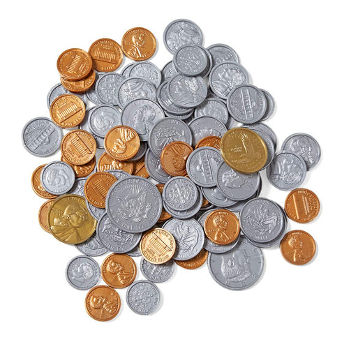 hand2mind Fake Money Coin Assorted Set, Realistic Toy Money for Kids Learning, Set of 96
