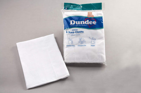 Dundee Burp Cloths/Diapers, White, 14.5x20.5 Inch (Pack of 6)