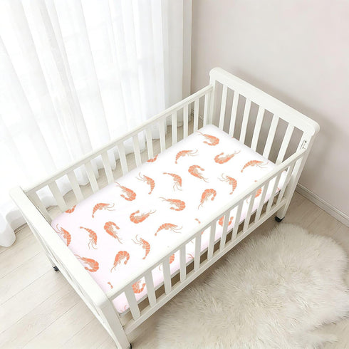 KEIGE Pack 21165118 Shrimp Seafood Fitted Crib Sheet for Girls and Boys,Soft Breathable Cotton N Play Baby Sheet