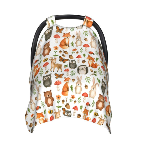 KiuLoam Woodland Animals Baby Car Seat Canopy, Nursing Cover for Mom Breastfeeding