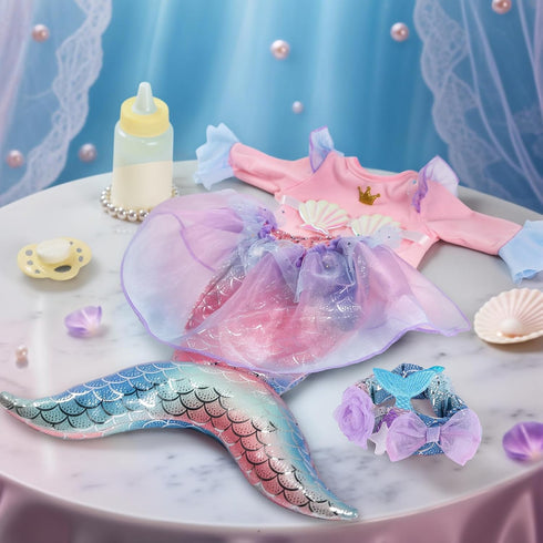 15-Inch 3+ BABESIDE Mermaid Baby Doll Girl, Realistic Soft Baby Dolls with Shiny Mermaid Tail & Accessories, Cute