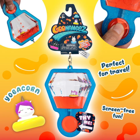 6 Goonameez Hand-Held Sensory Fidget Toy with Floating Characters Mesmerizing Water Mix, Collect All Unique Shapes