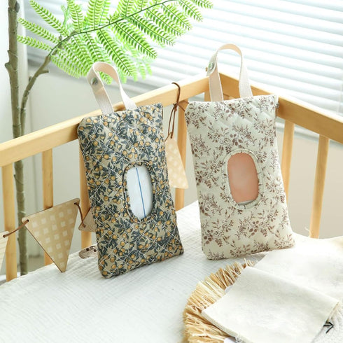 Floral Portable Baby Wipe Pouch - Quilted Wet Wipes Holder for Stroller & Car