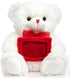HollyHOME Teddy Bear Stuffed Animal Plush Bear - 12 Inches White with Red Bow - Christmas Valentine's Day Gift