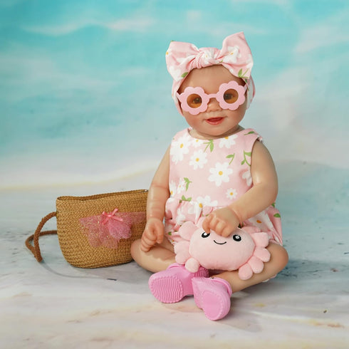 16-20 Inch Set 16 Inch Summer BABESIDE Reborn Baby Doll Clothes with Doll Shoes for Reborn Dolls, Floral Babydoll