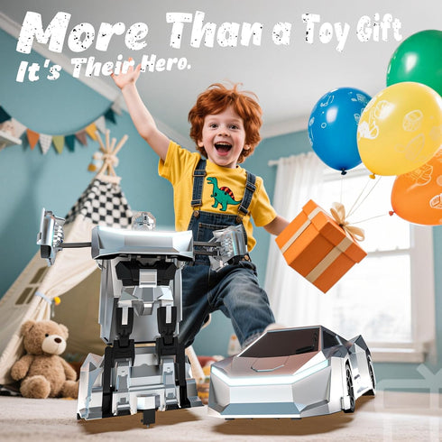 2.4GHz 2-in-1 60-Min 360Rotation, JOI MEW Cyber Remote Control Car for Kids, Transform RC Truck Robot Toy W/ Design