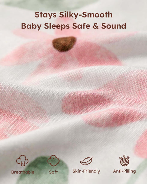 2 Pack, 52x28 Yoofoss Crib Sheets Girl Fitted Baby Crib Sheet Fits for Standard Crib and Toddler Mattress, Ultra Soft