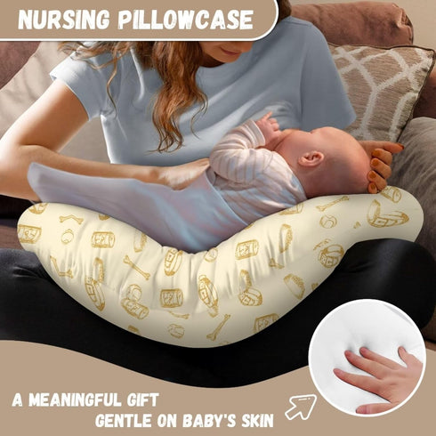 Hechitok Dog Pattern Nursing Pillow Slipcover Sleeve, Ultra-Soft Baby Nursing Pillow Removable Cover for Breastfeeding