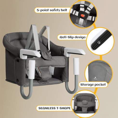 WeierDa 6-36 Hook On High Chair Portable & Foldable for Babies Months Attach to Fast Table Clip On High Chair