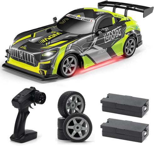 ACAMMZAR 1:16 RC Drift Car, 25KM/H 4WD High Speed Remote Control Cars for Kids, with LED Lights, Two Batteries
