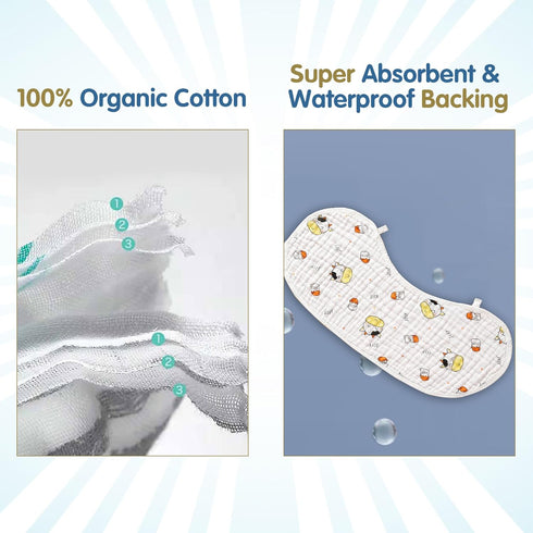6 6 Pack, Set Muslin Burp Cloths, Layers Baby Burp Cloths Ultra-Soft Burping Cloth, Organic Cotton Boy Girl Burp Cloes
