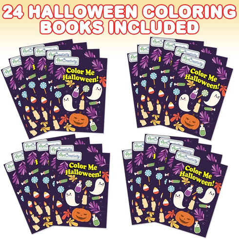 24 Pack 24 96 ArtCreativity Halloween Mini Coloring Book Kits for Kids Includes Small Coloring Books and Crayons