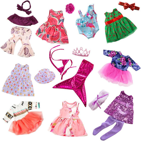 ebuddy 10 Set 18 Inch Doll Clothes and Accessories - Fashion Doll Clothes Fit for 18 inch Girl Doll