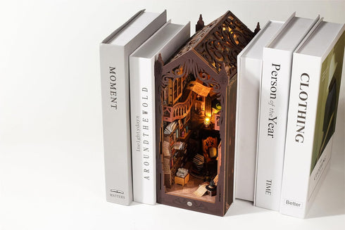 DIY Miniature Book Nook Dollhouse Room Kit - Magic Library for Teens and Adults