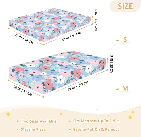 miaozhen 1 Pack 52x28 Cotton Baby Crib Sheets Soft Cute Cartoon Spring Wildflower Crib Mattress Sheet for Nursery Decor