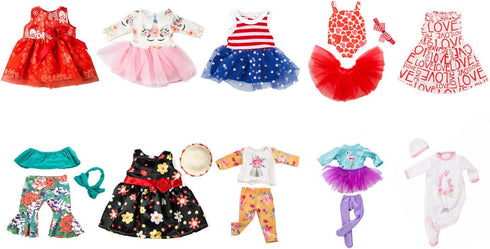 19 18 inch 10 Sets ZQDOLL pcs American Doll Clothes Gift for Doll Clothes and Accessories, Including Complete