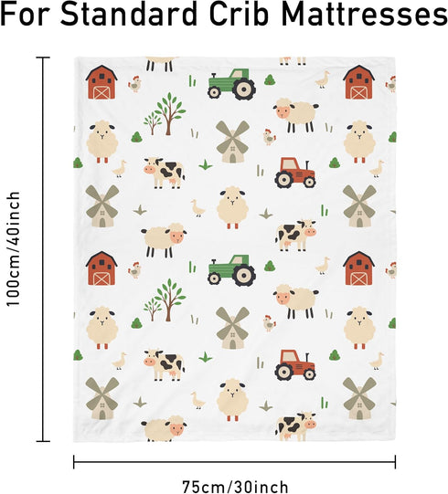 30x40 Inch Baby Blanket for Boys Girls, Soft Lightweight Minky Dot Blanket with Farm Animals, Double-Layer Dotted