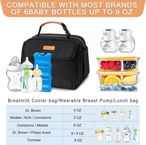 Docami Pack 6 9 Breast Milk Cooler Bag with Ice Fits Bottles Milk Up to Ounce, Breast Pump Cooler Bag for Nursing Mom