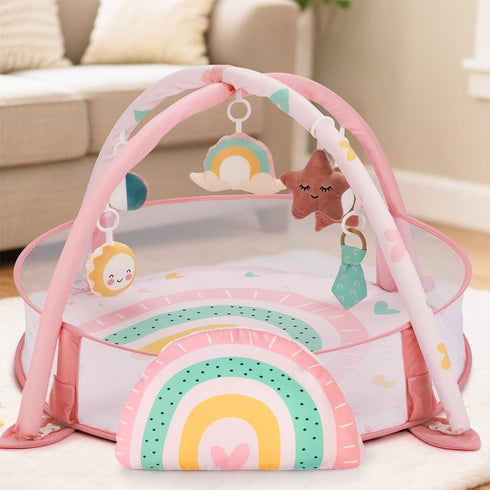 Foryoomi 7-in-1 Tummy 6 XL Large Baby Play Gym Mat, Time Mat, Baby Gym & Ball Pit, Baby Activity Mat with Milestone