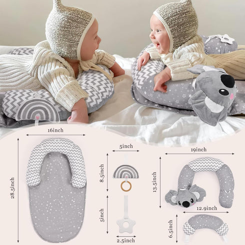 Foryoomi 4 1 Tummy 0-12 in Time Mat with Educational Cards, Play Mat & Sitting Support for Newborn Months, Infant Baby